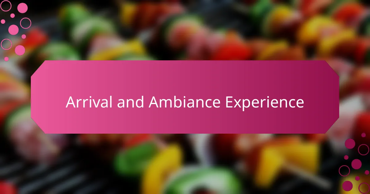 Arrival and Ambiance Experience