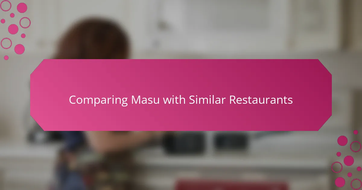 Comparing Masu with Similar Restaurants