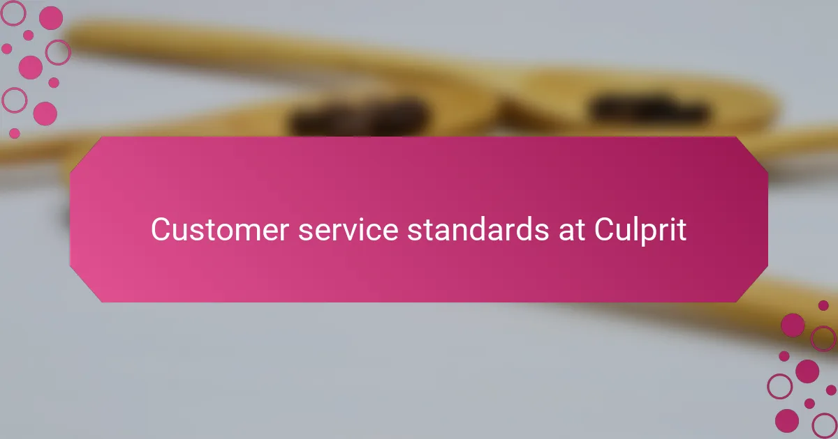Customer service standards at Culprit