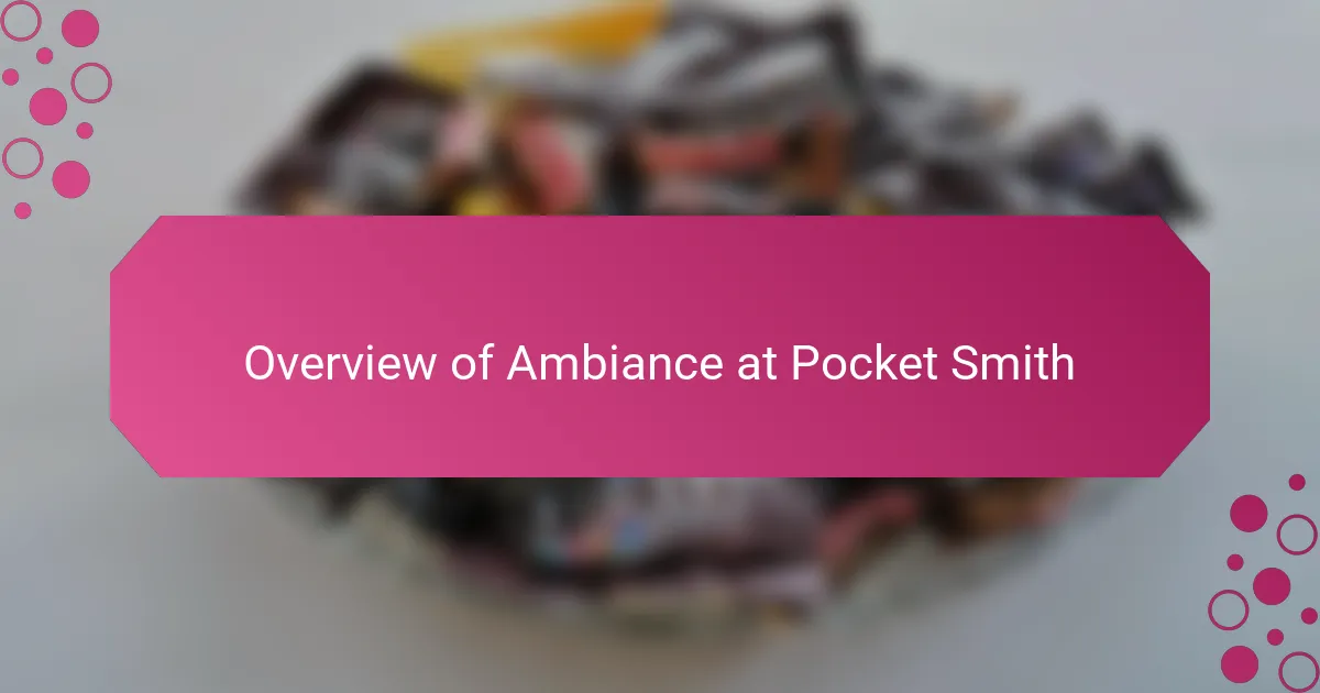 Overview of Ambiance at Pocket Smith