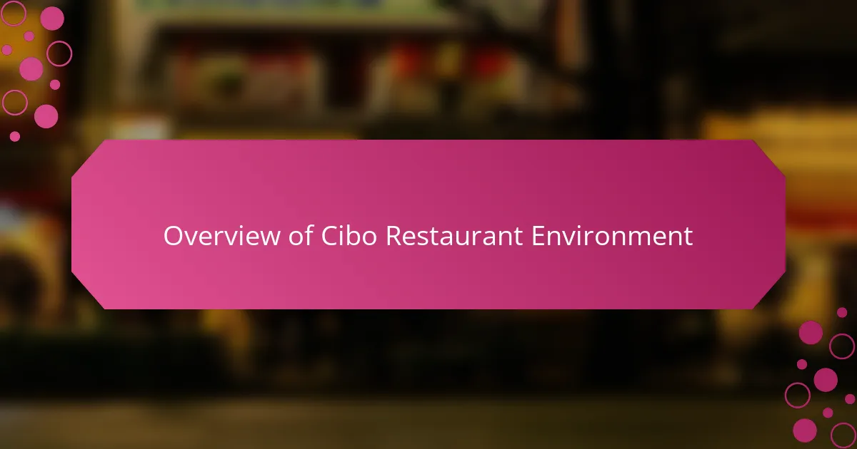 Overview of Cibo Restaurant Environment