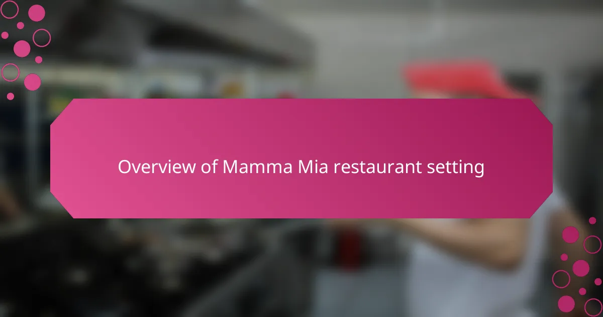 Overview of Mamma Mia restaurant setting