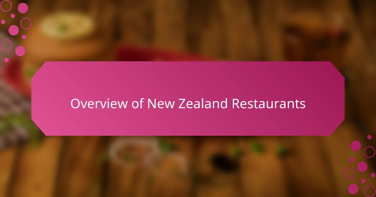 Overview of New Zealand restaurants