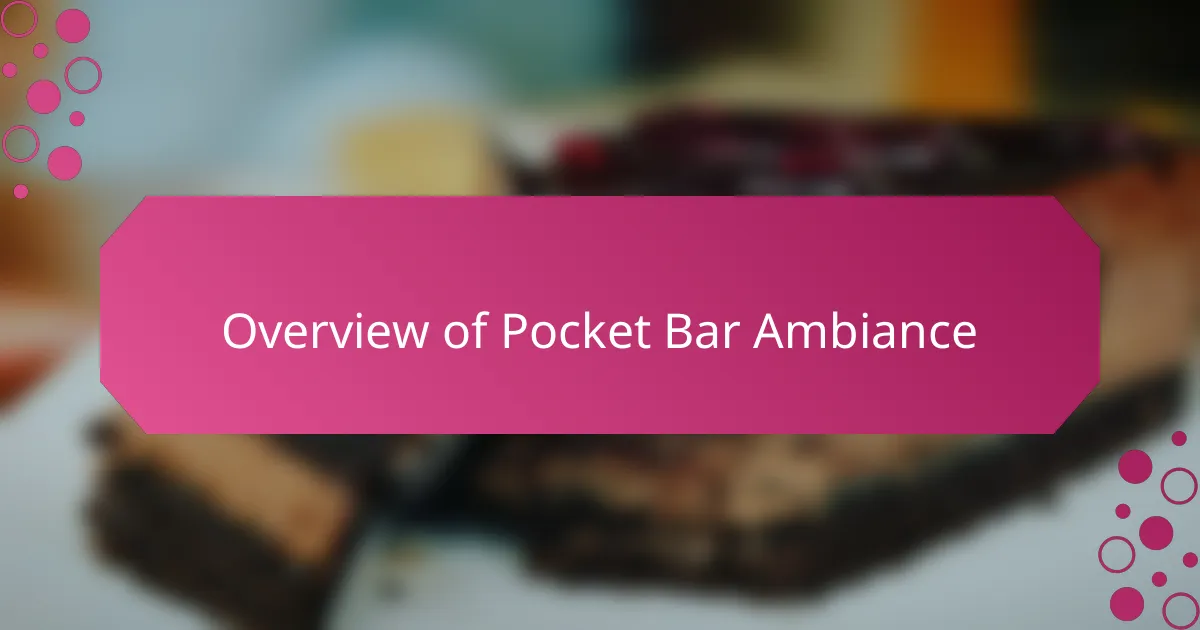 Overview of Pocket Bar Ambiance
