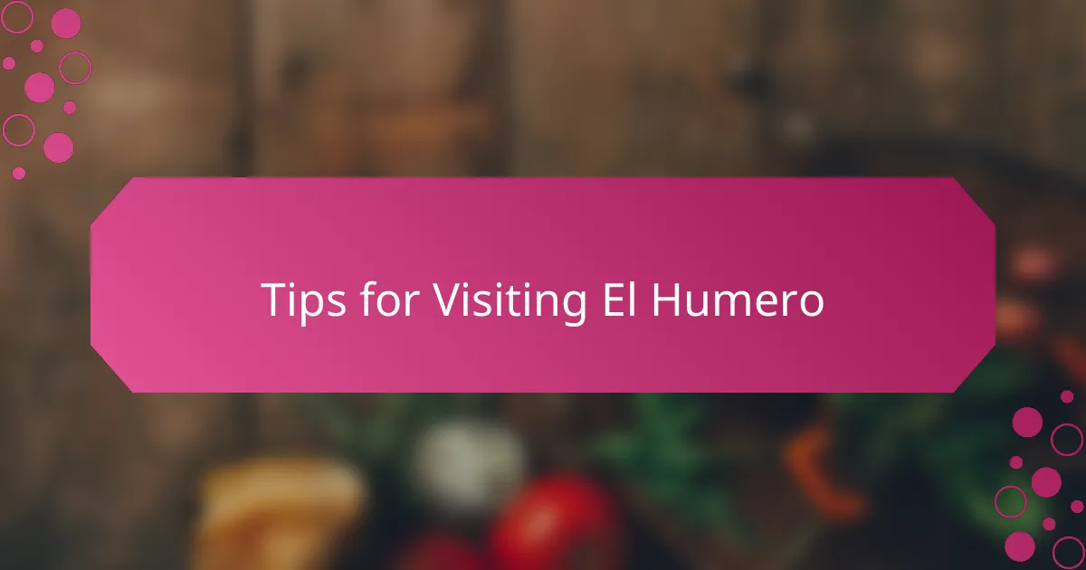Tips for Visiting El Humero