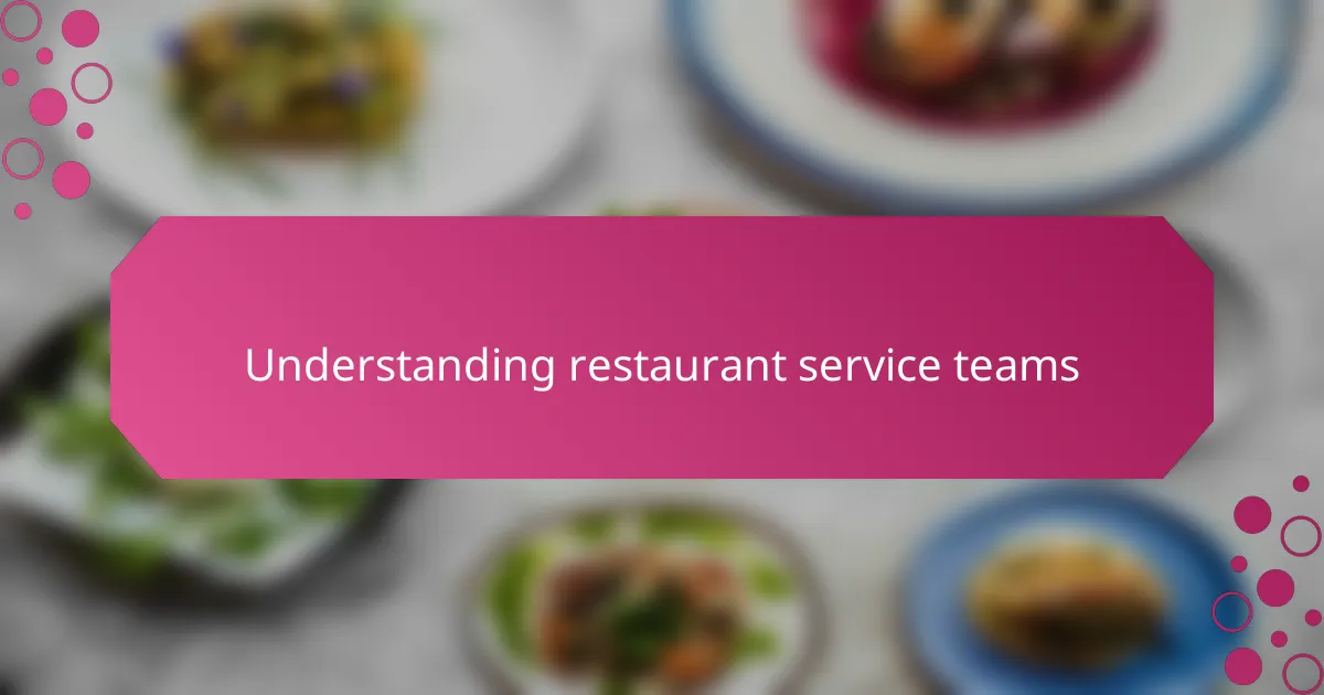 Understanding restaurant service teams